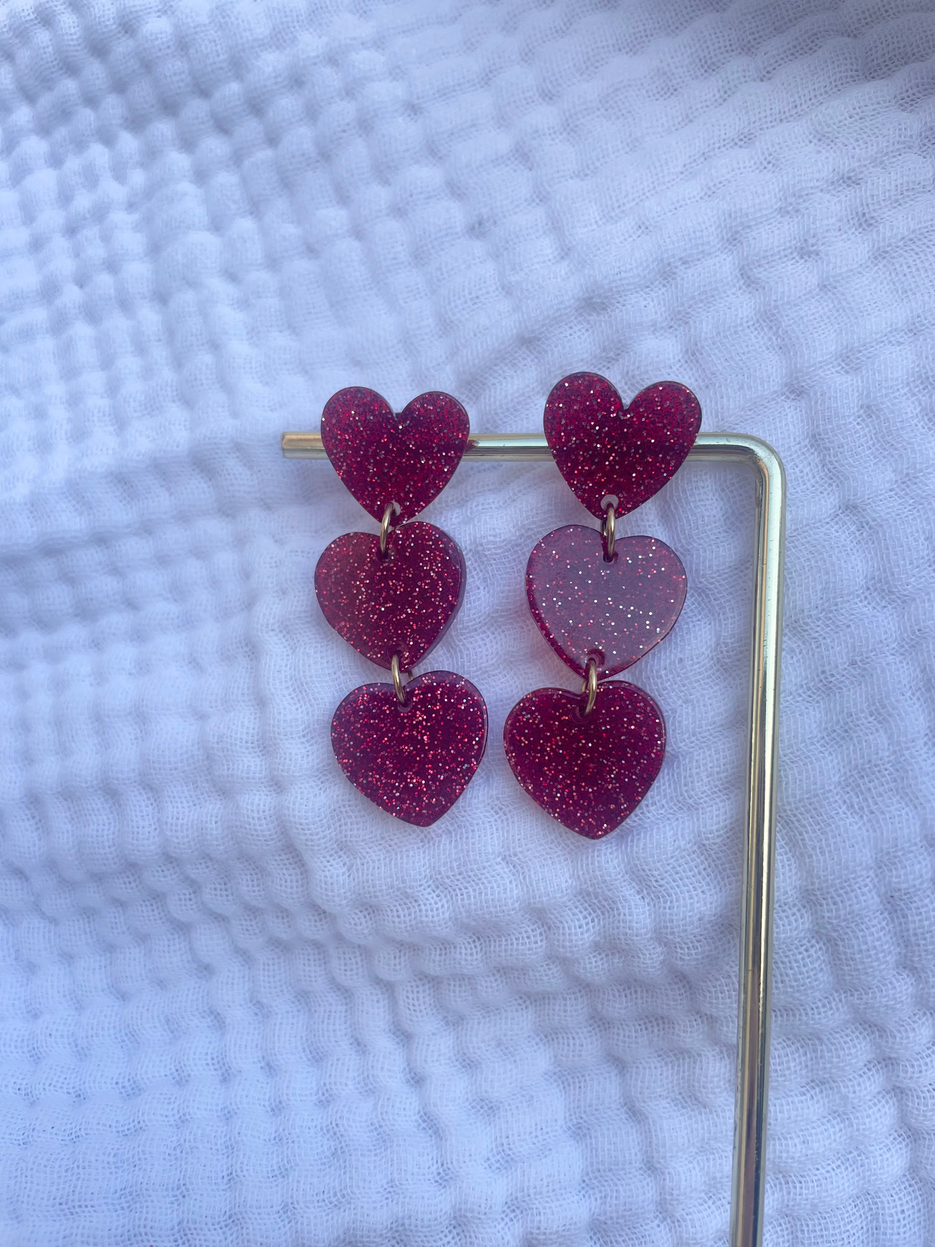 Boucles d'oreilles Mini cœurs pailletés