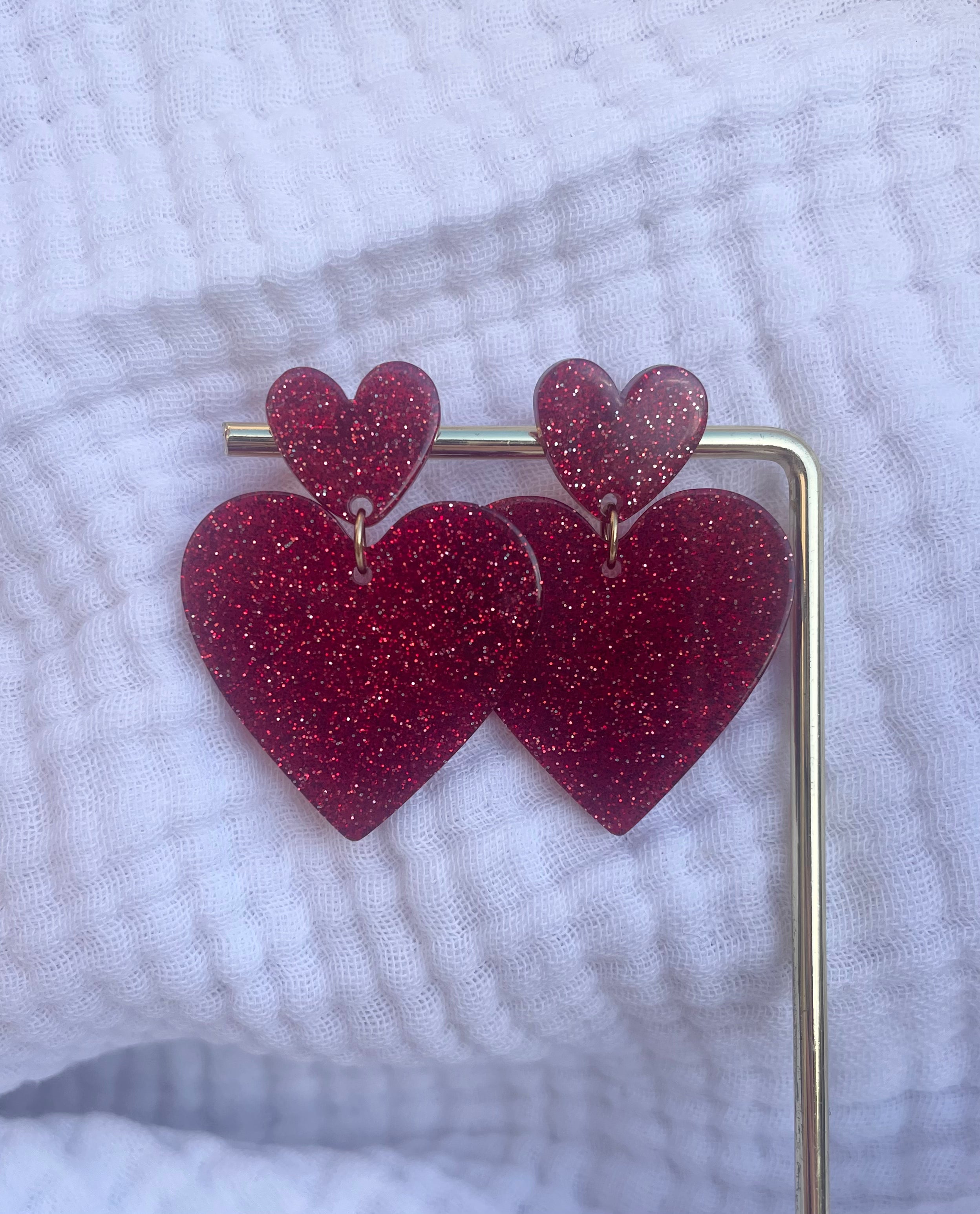 Boucles d'oreilles Cœur pailleté