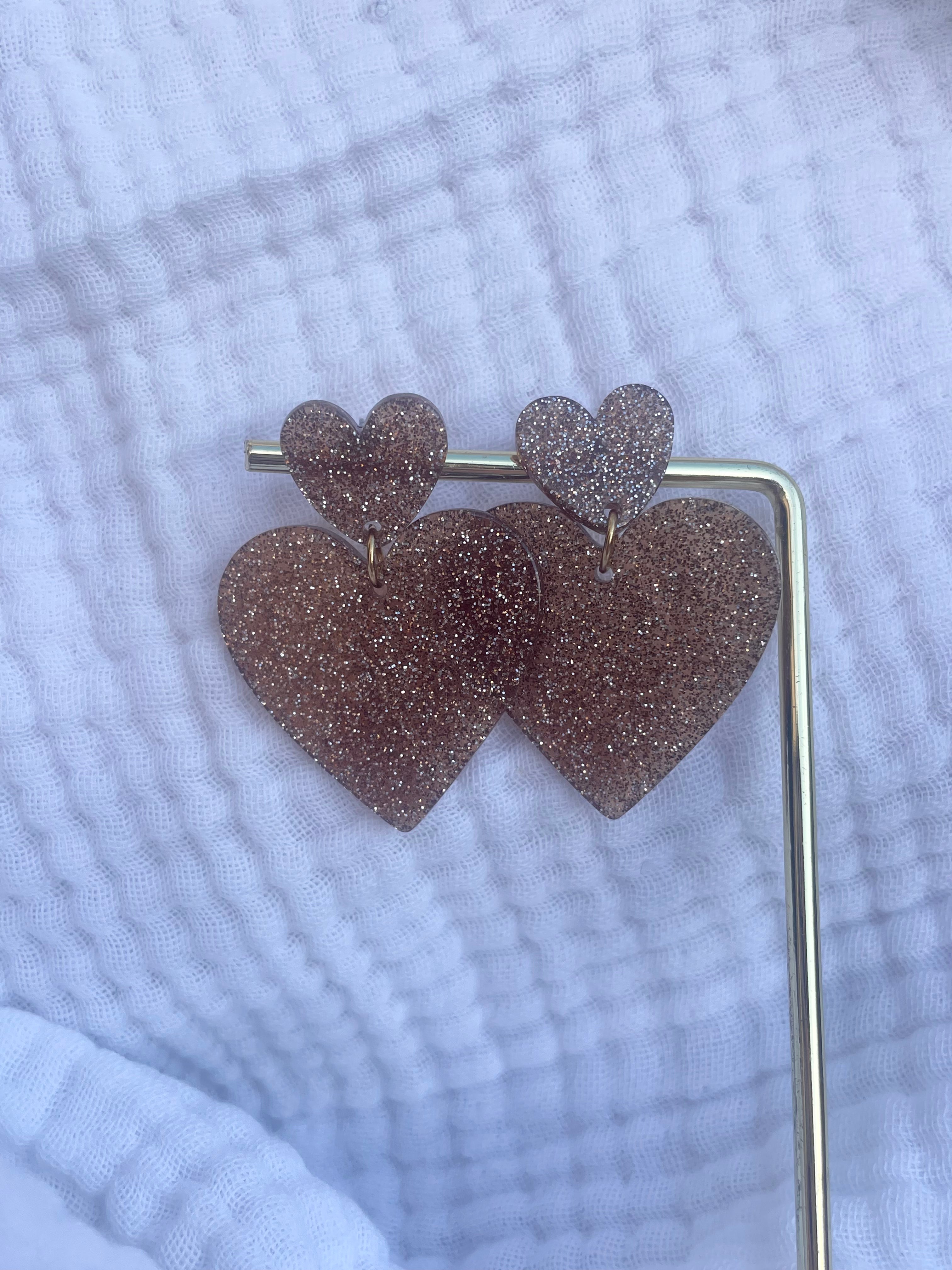 Boucles d'oreilles Cœur pailleté